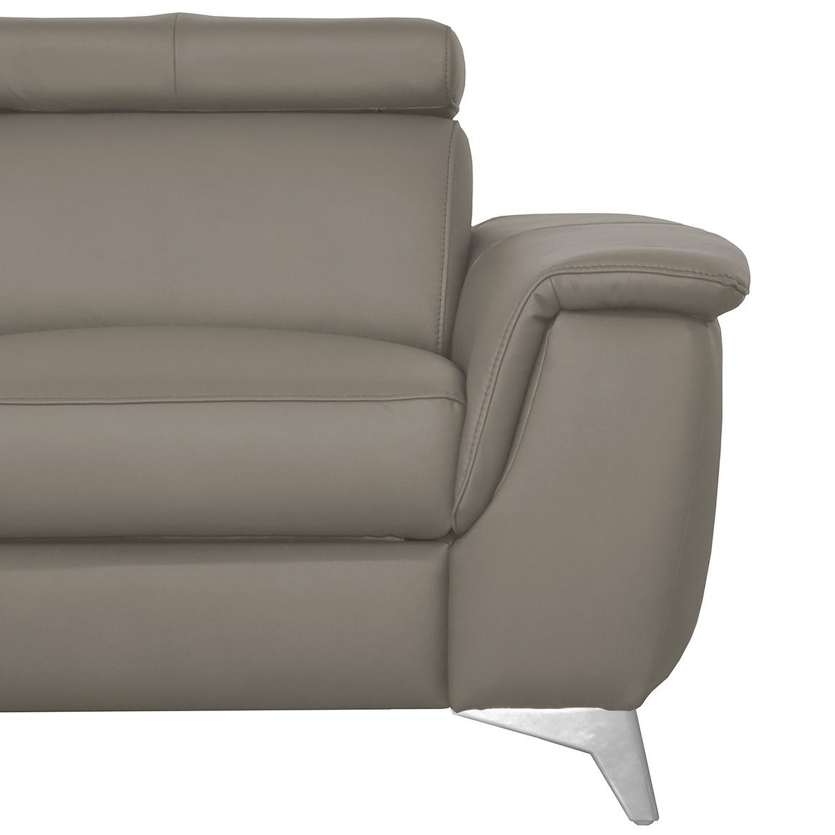 Ecksofa Lince Teilleder Schlammfarben 197x257 - Chromfarben/Schlammfarben, Design, Leder/Textil (197/257cm) - Livetastic