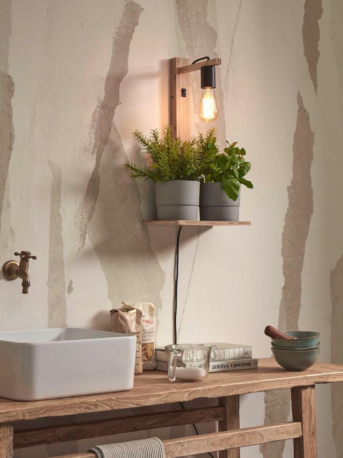 Wandleuchte Flores/W52/N - Naturfarben, Trend (30/18/52cm) - Good & Mojo