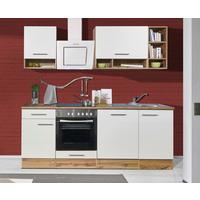Küchenzeile ohne Geräte B: 220 cm Weiß/Wildeiche Dekor - Wildeiche/Weiß, Basics, Holzwerkstoff (220/205/60cm) - Respekta
