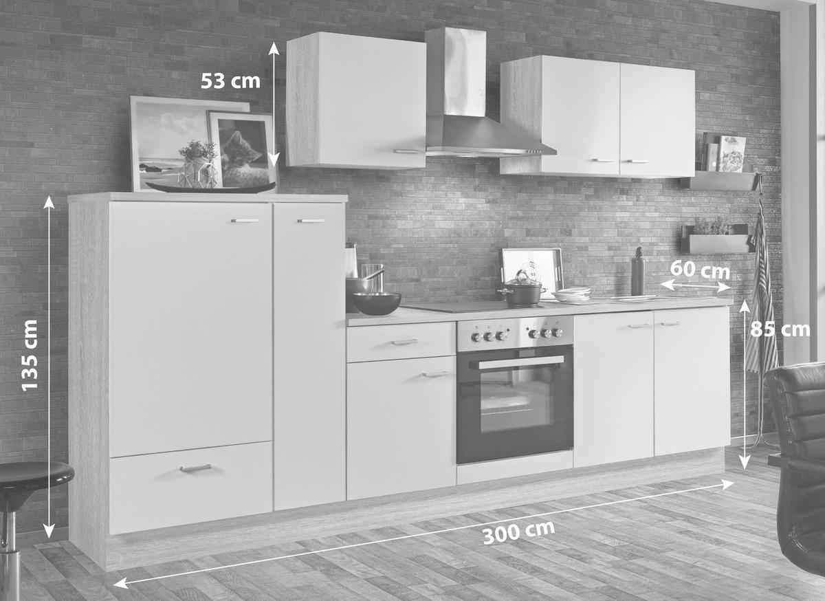 Küchenblock Classic Küchenblock - Dunkelbraun/Sonoma Eiche, KONVENTIONELL, Holzwerkstoff (300cm) - Menke