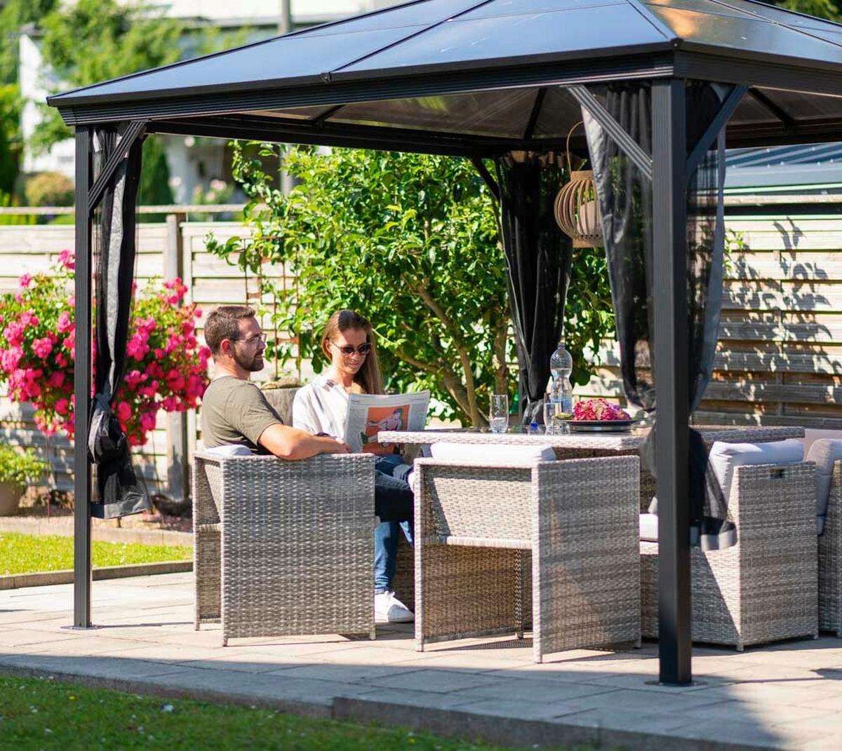 Pavillon Verona 298x298 cm wetterfest Gartenpavvilon - Anthrazit, Basics, Kunststoff/Metall (298/261/298cm)