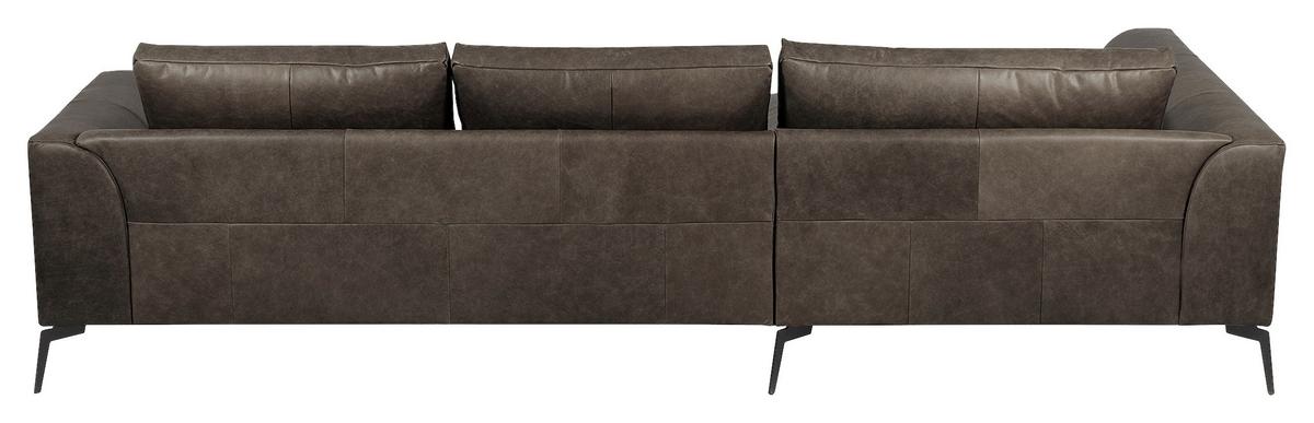 Ecksofa Berlin Fango S: 172 cm - Fango/Schwarz, Design, Leder (172/313cm) - Livetastic