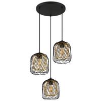 Hängeleuchte Dichti Schwarz Goldfarben D: 39,4 cm - Goldfarben/Schwarz, Basics, Kunststoff/Metall (39,4/150cm) - Globo