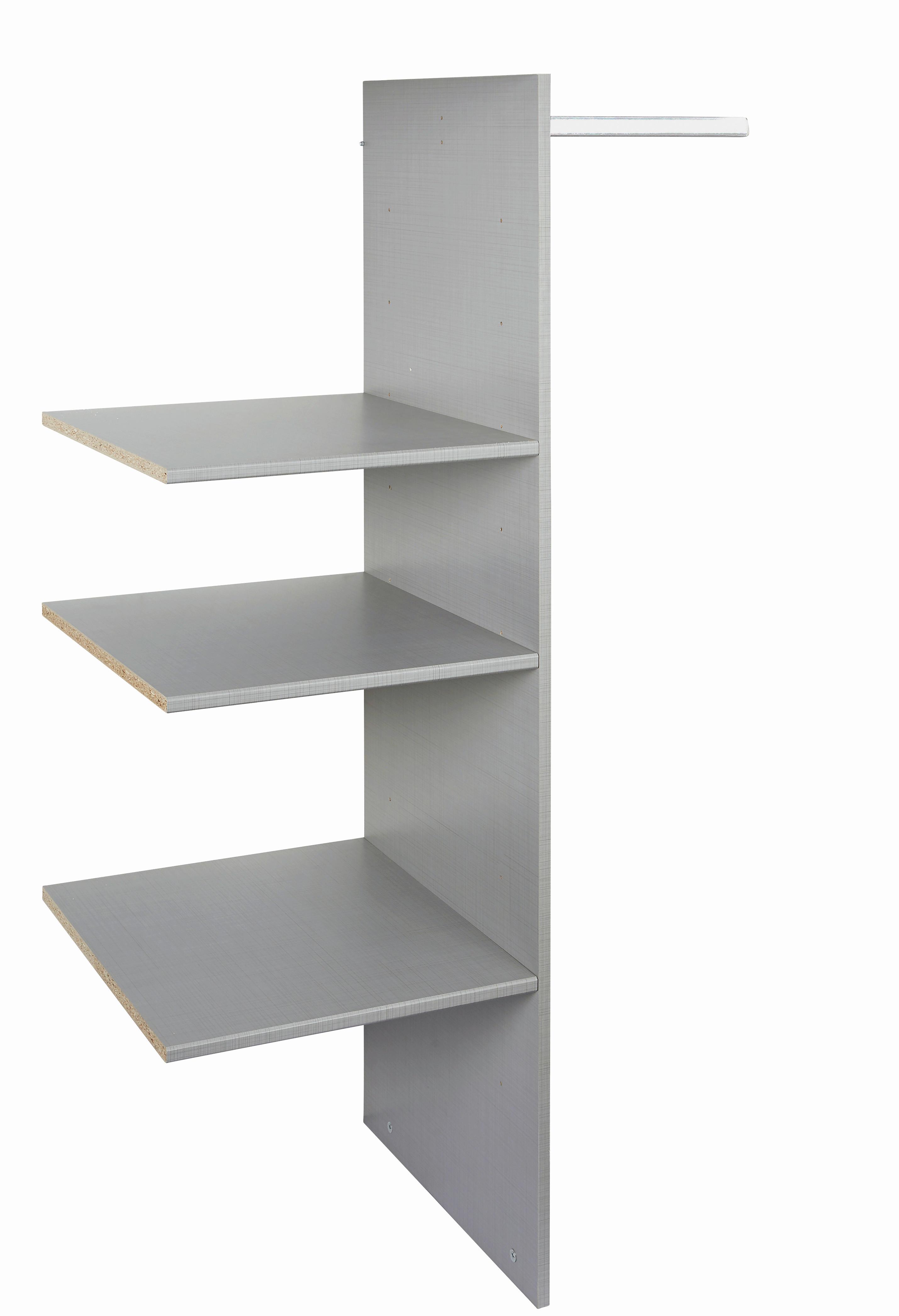 Inneneinteilung Kleiderschrank Katrin Grau + Kleiderstange - Grau, Holz (87/150/50cm)