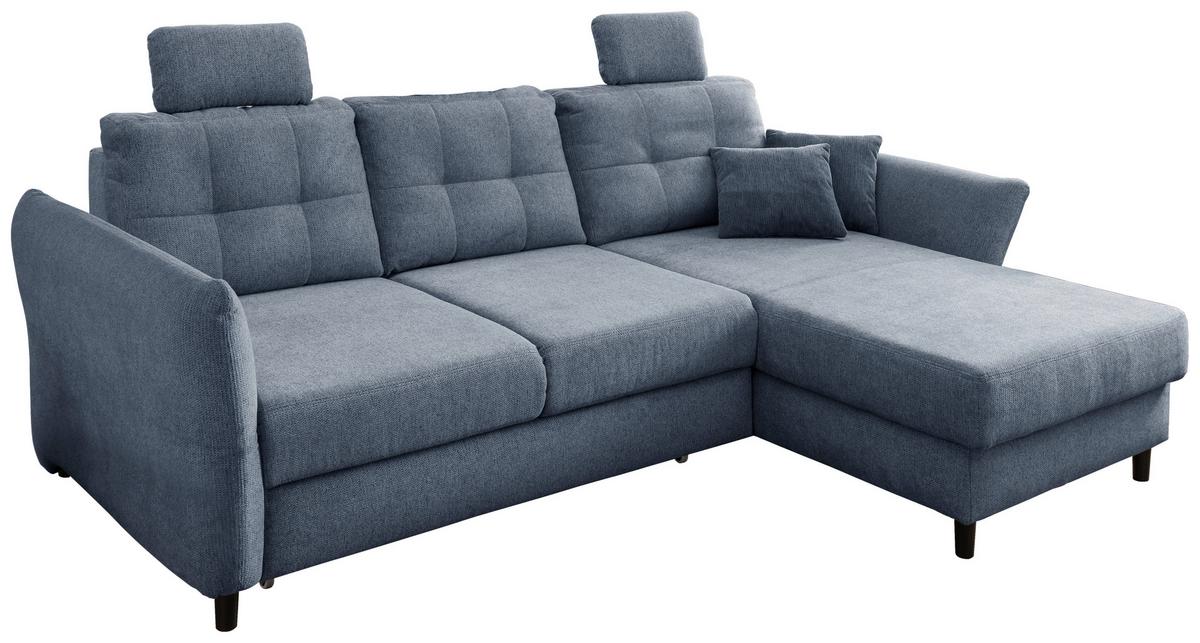Ecksofa Brizzini Hellblau S: 250-280/176 Cm - Blau/Silberfarben, MODERN, Holz/Textil (250-280/176cm) - Livetastic