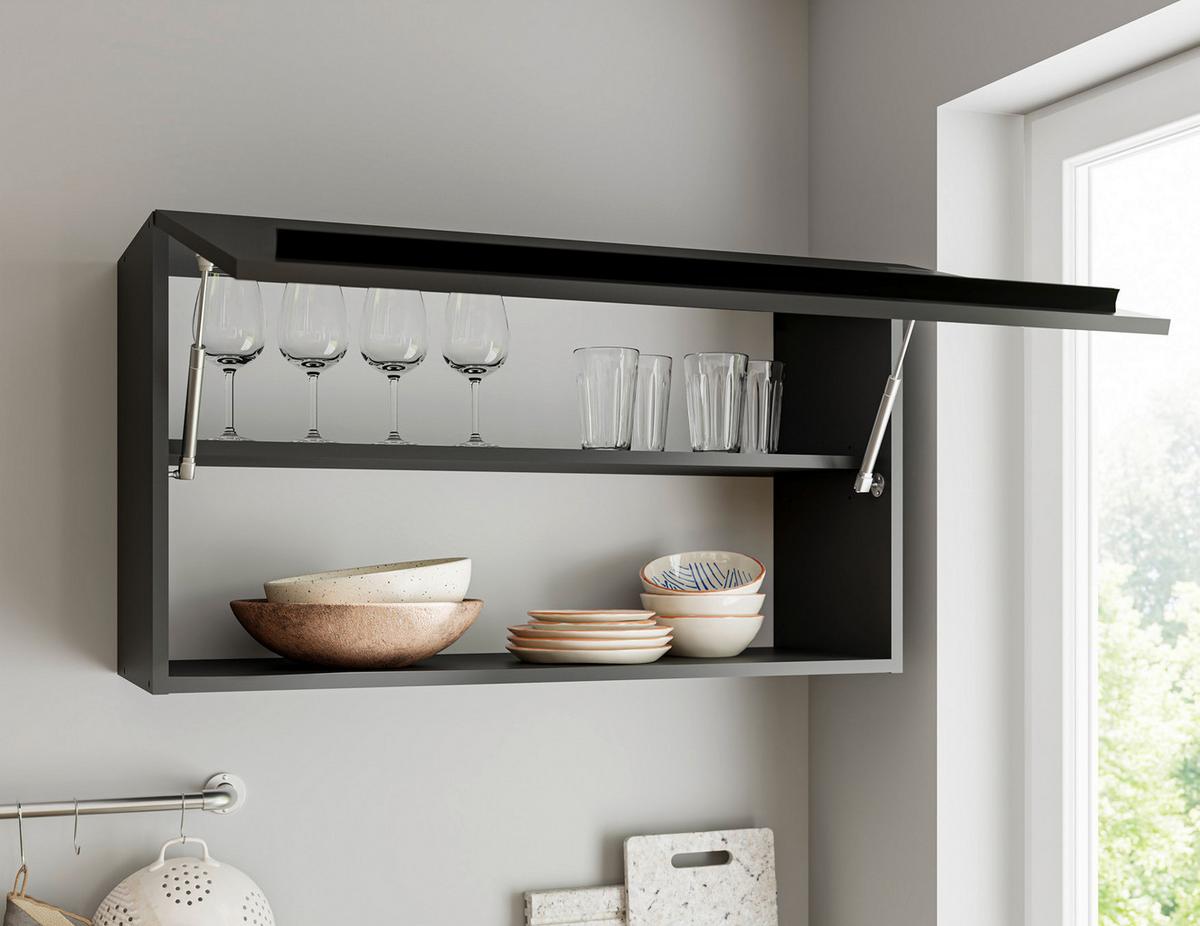 Kuchynský blok JAZZ 6 bez spotrebičov, šírka 260cm - čierna/farba duba, Modern, kompozitné drevo (260/200/60cm) - Modern Living