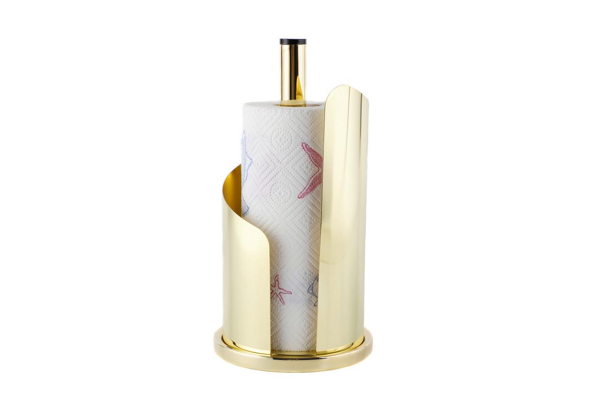 Küchenrollenhalter Edelstahl Goldfarben Rutschfest - Goldfarben, Basics, Metall (15,5/33cm) - Echtwerk