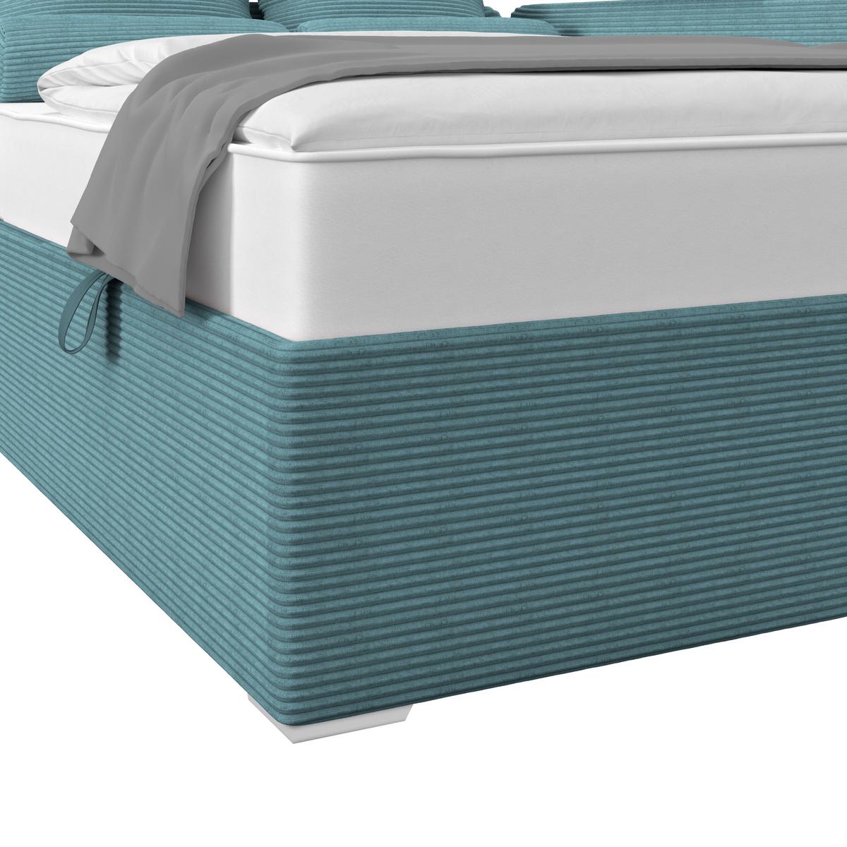 Kárpitozott Ágy Remi 120/200cm - kék/ezüstszínű, Modern, textil/fa (120/200cm)