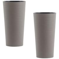 ÜBERTOPF-SET Grau D: 30 cm 2-teilig - Grau, Basics, Kunststoff (30/57cm) - Siena Garden