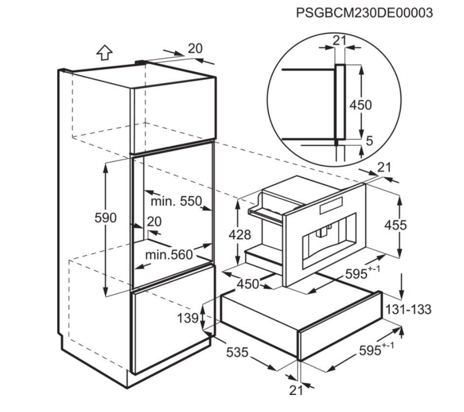Zabudovateľný kavovár AEG KK994500T - čierna (59,5/45,5/45cm) - AEG