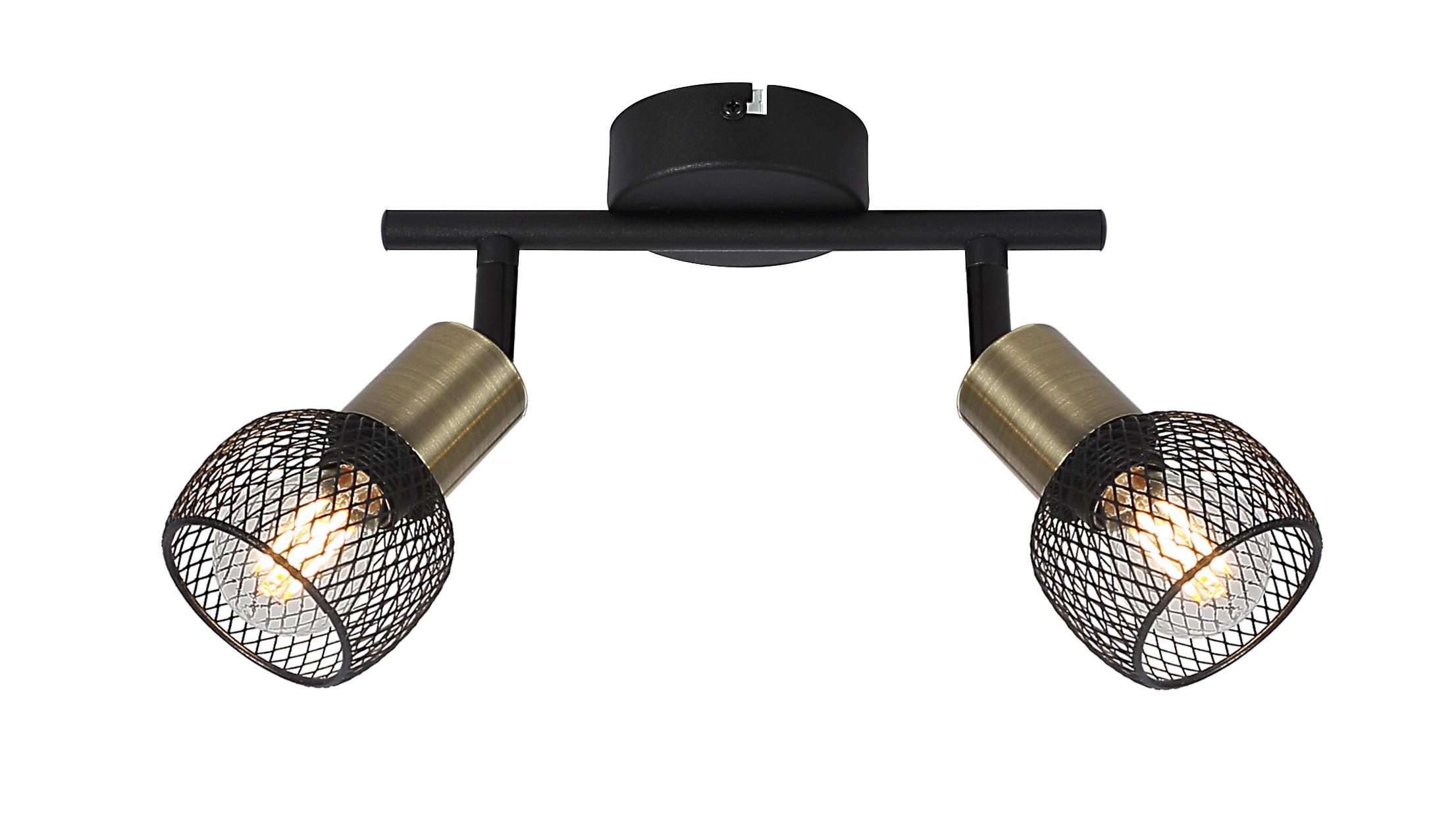 Strahler Fiastra 2-Flammig verstellbar L: 22 cm - Schwarz, Basics, Metall (22/8/14cm) - Globo