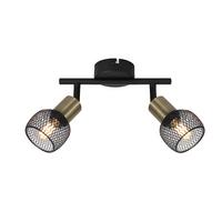 Strahler Fiastra 2-Flammig verstellbar L: 22 cm - Schwarz, Basics, Metall (22/8/14cm) - Globo