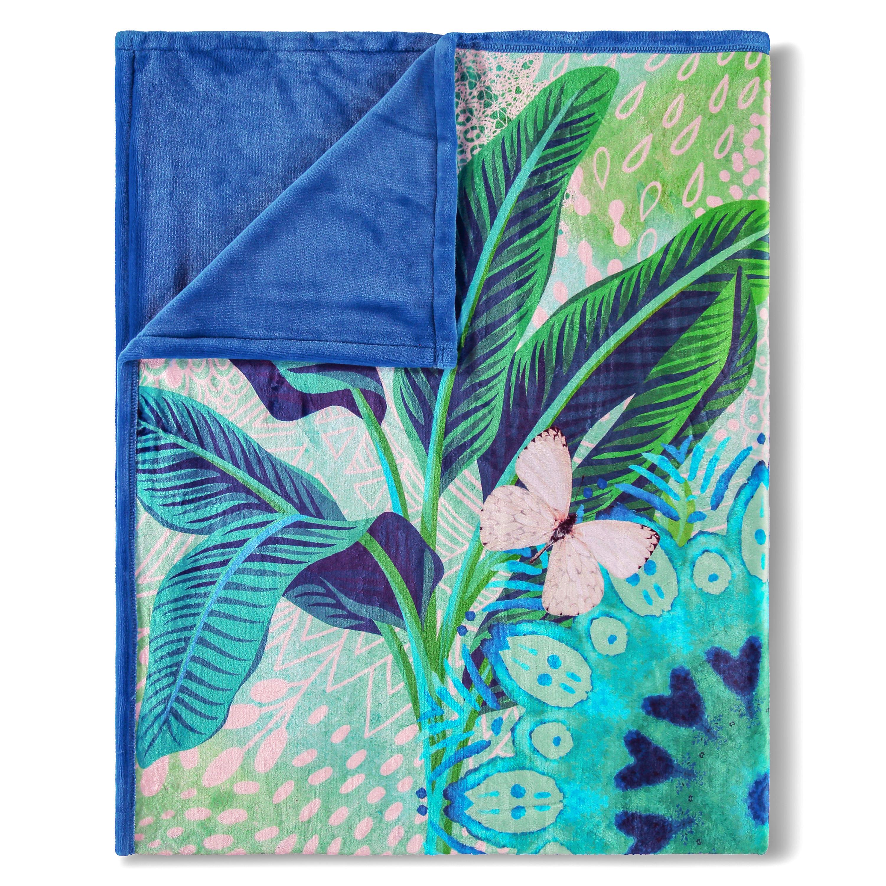 Plaid Isara 130x160 cm Blau Türkis Fichtefarben - Türkis/Blau, Trend, Textil (130/160cm)