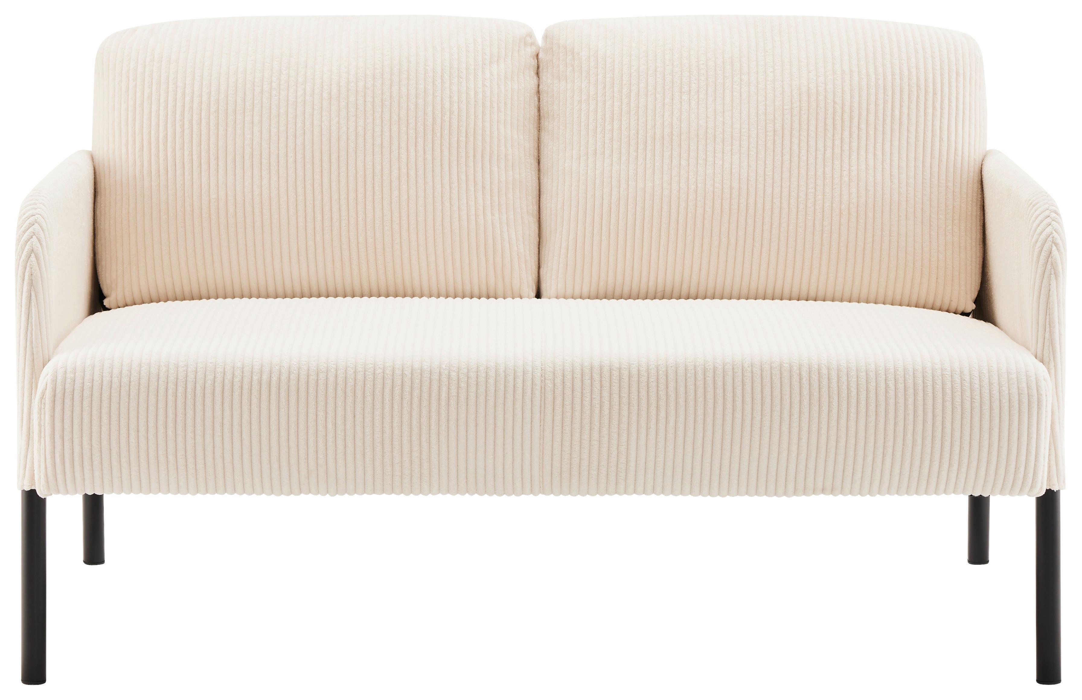 Dvoumístná pohovka MIAMI, béžový manšestr - černá/béžová, Moderní, kov/dřevo (120/73,5/77cm) - Based