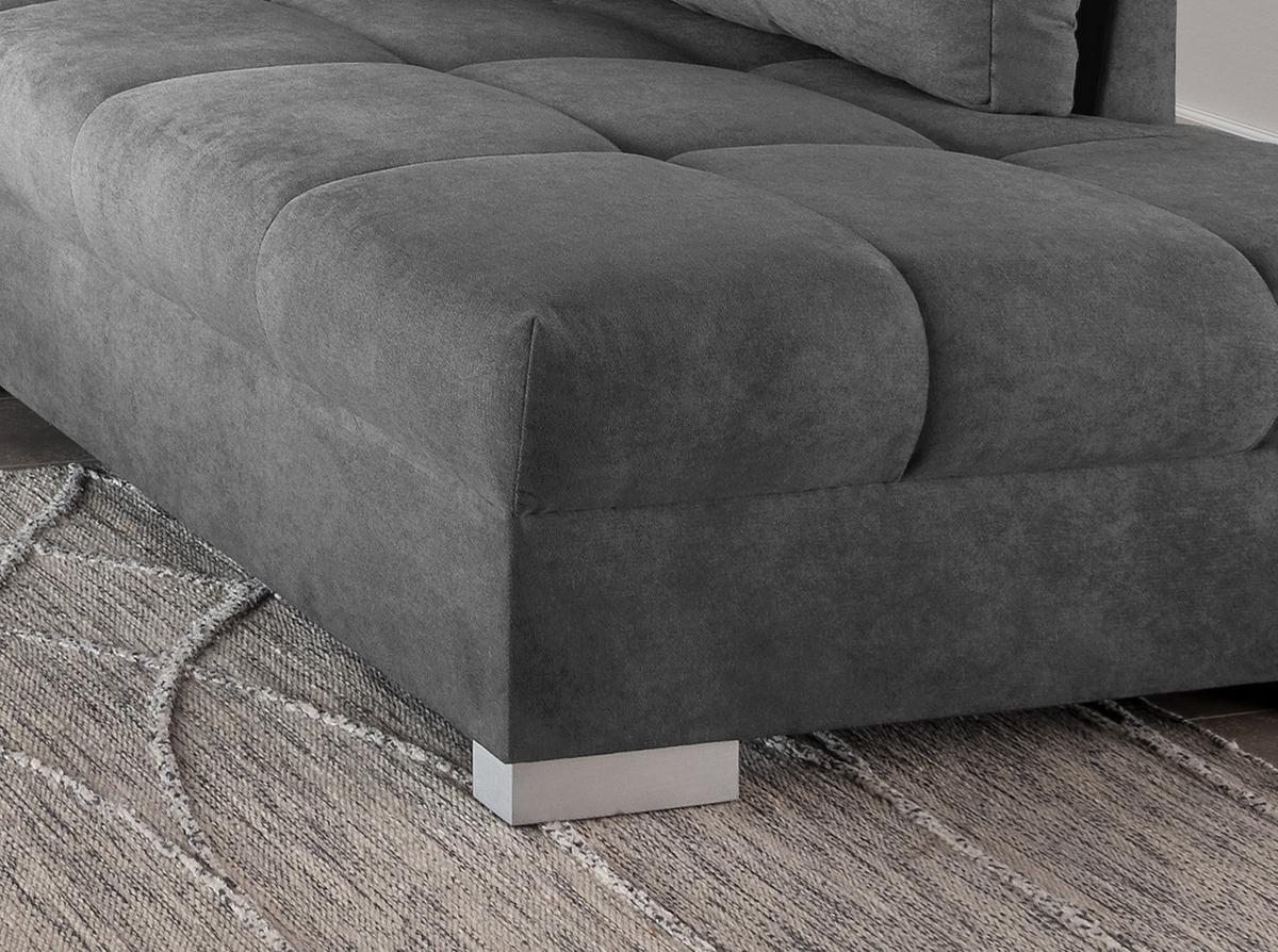 Eckschlafsofa Alvito Dunkelgrau S: 298/202 cm - Dunkelgrau/Silberfarben, Design, Textil (298/202cm) - MID.YOU