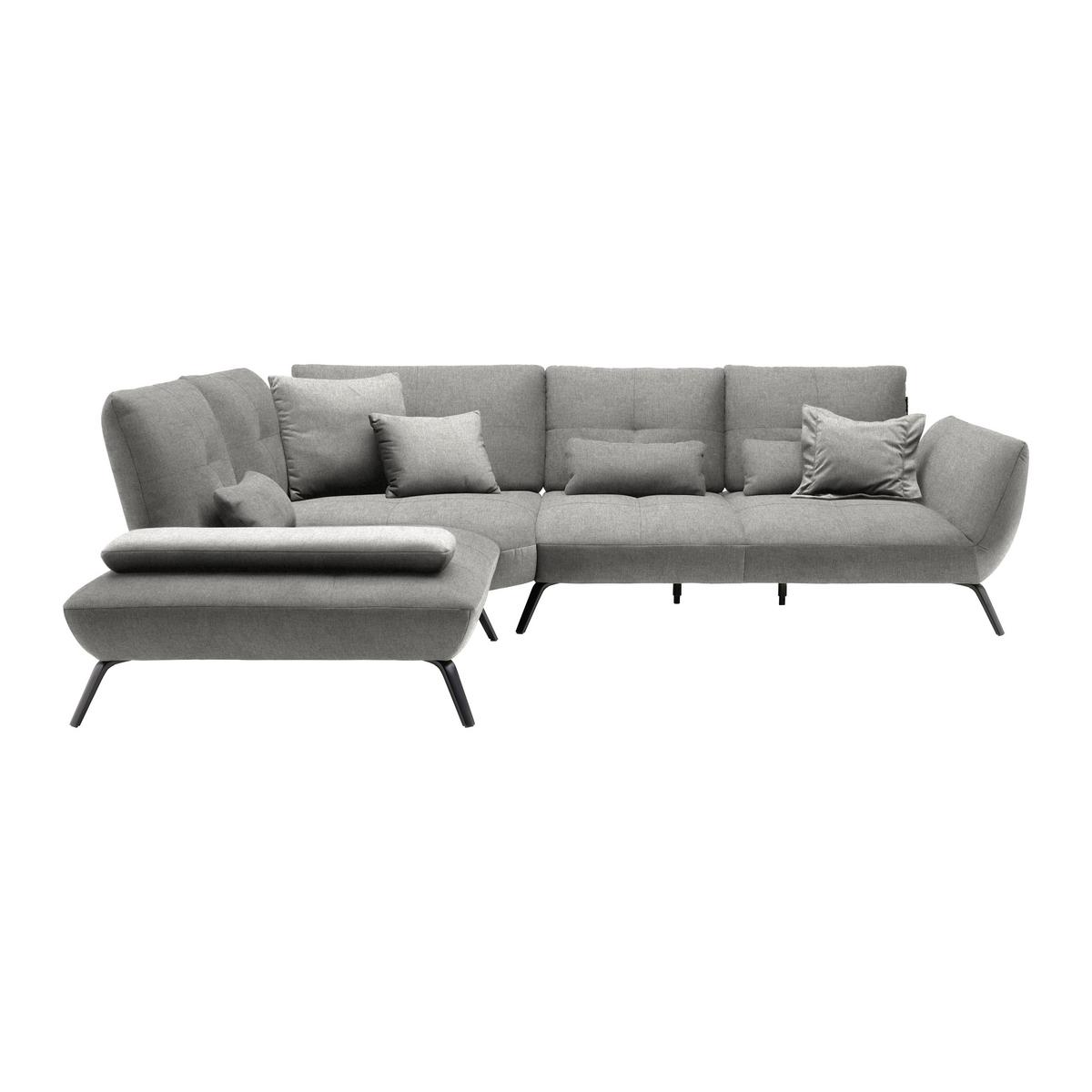 Rohová sedačka TRENDY, ľavá, sivá - čierna/sivá, Modern, kov/kompozitné drevo (250/93/310cm) - Premium Living