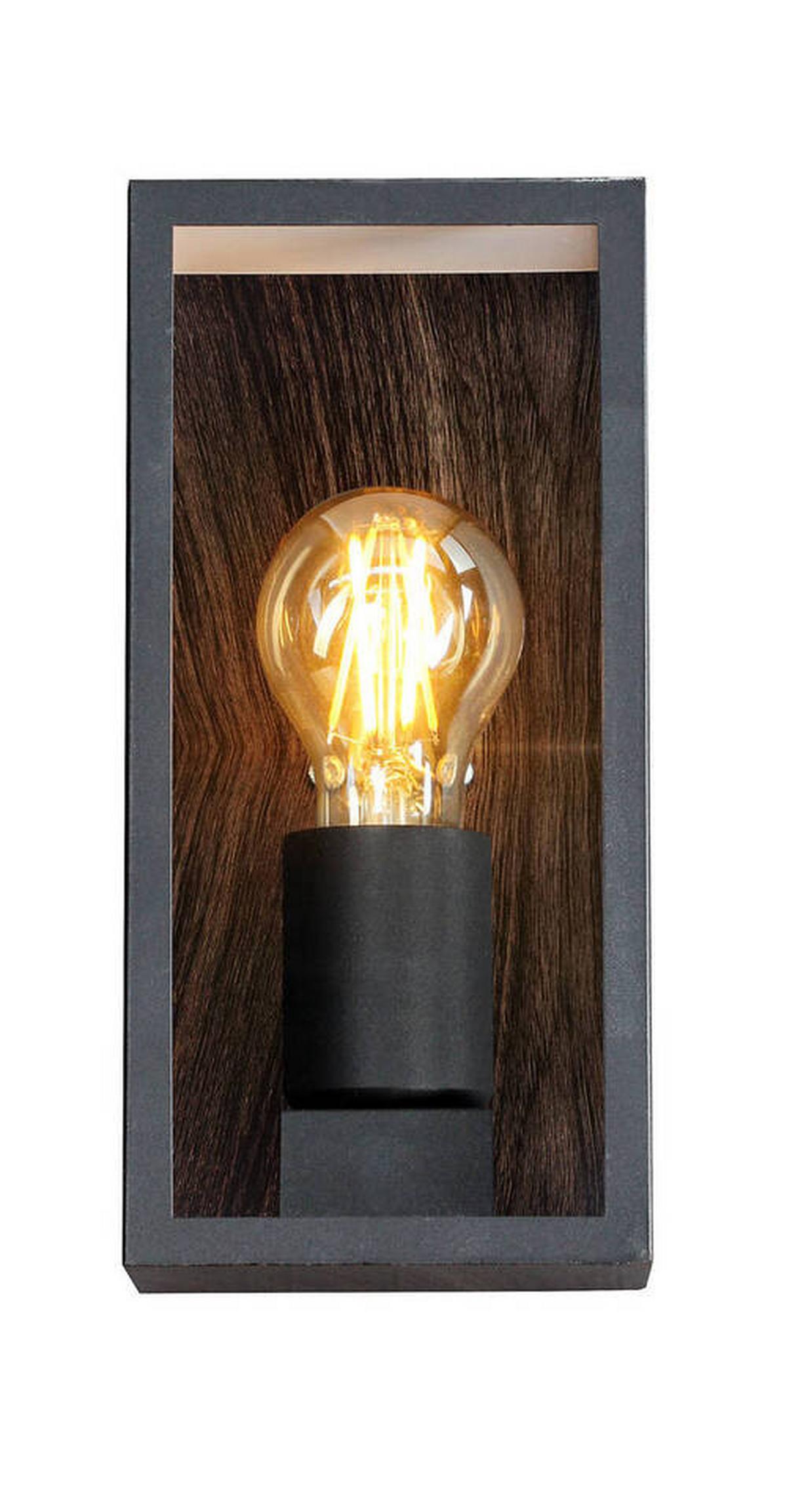 Außenwandleuchte Karo 60w Flachglas, Wandmontage - Klar/Eichefarben, Basics, Glas/Metall (11/23,6/11cm)