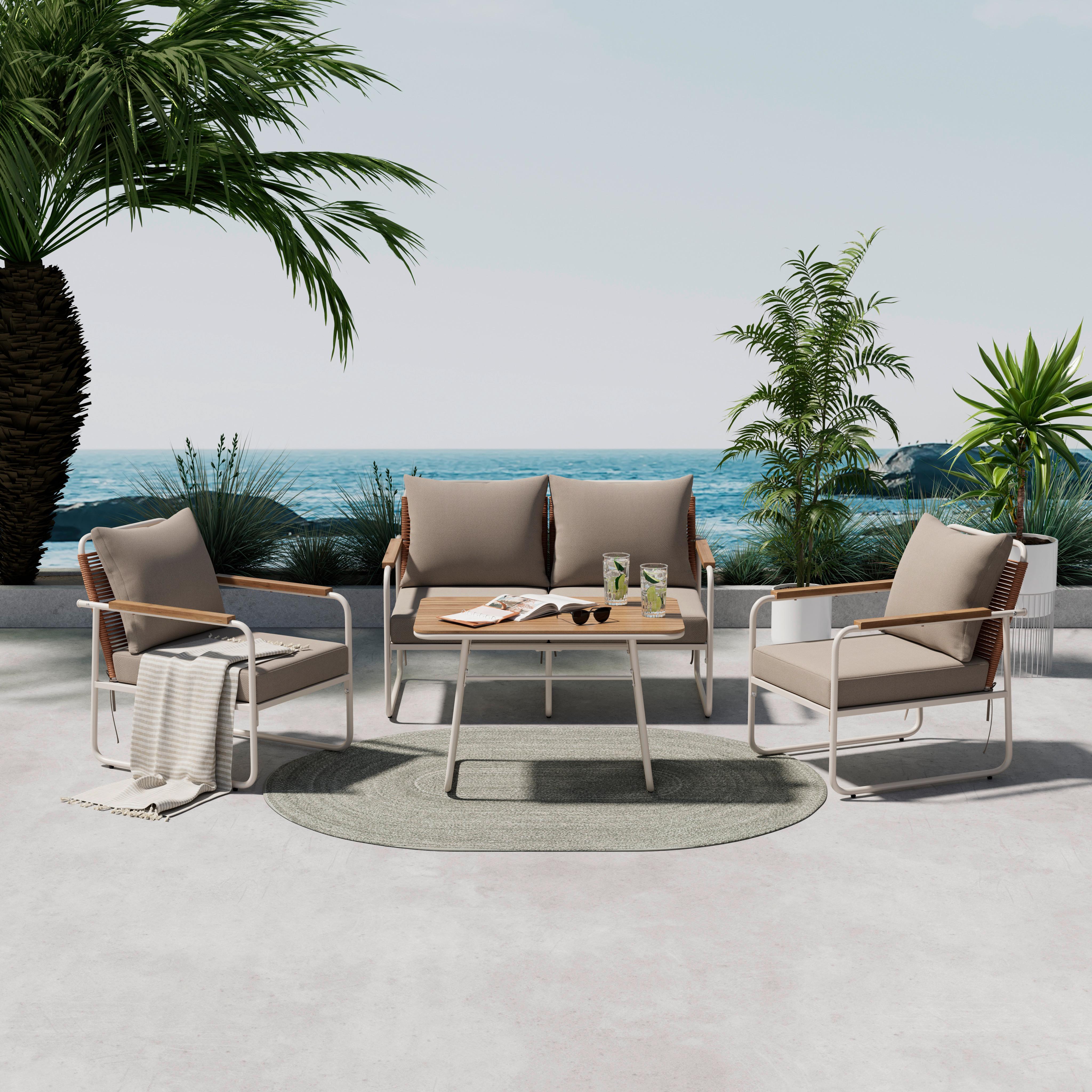 Loungegarnitur Portofino - Creme/Weiß, MODERN, Holz/Kunststoff - Beldano