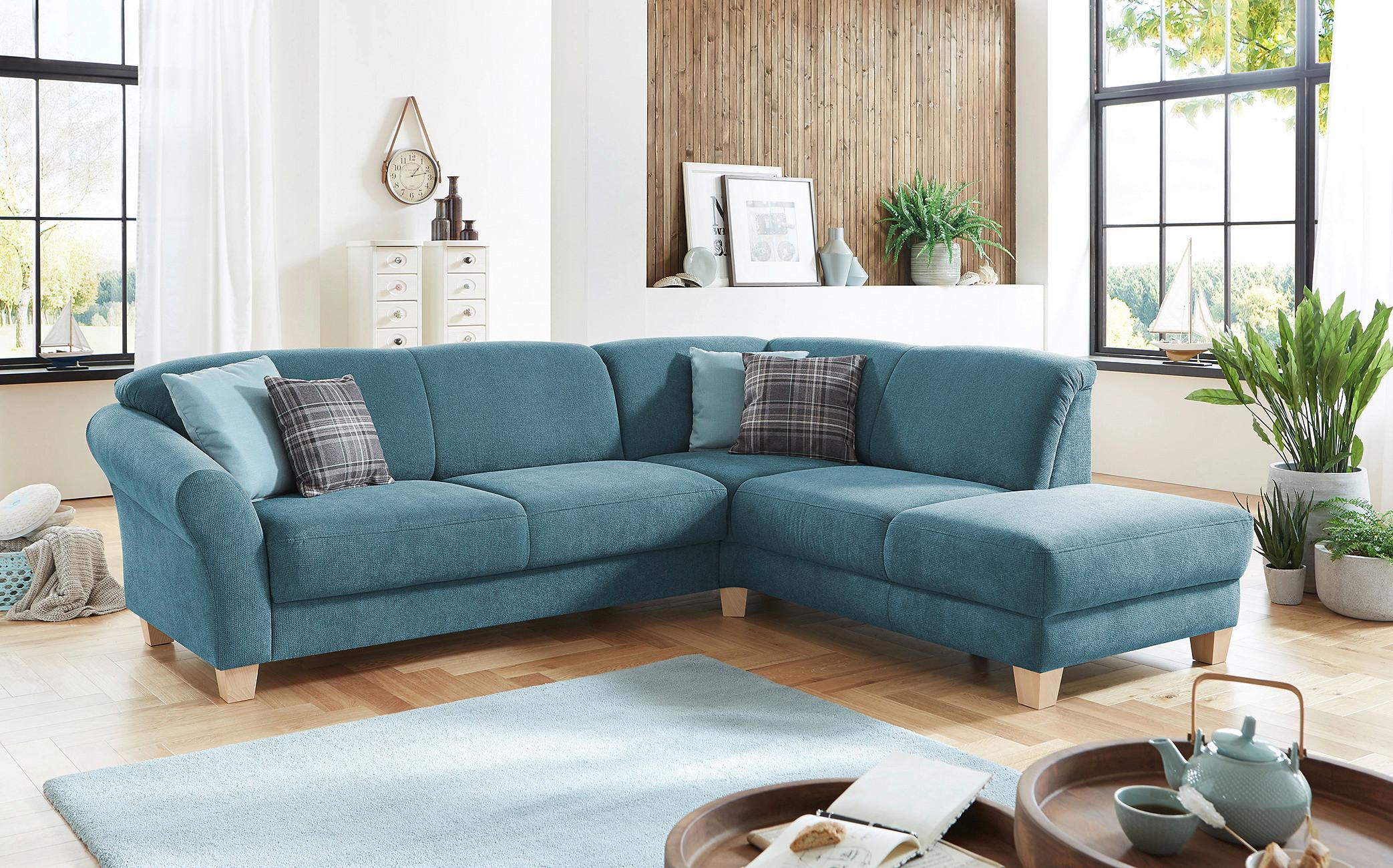 Ecksofa Gotland petrol, 257x212 cm - Petrol/Naturfarben, KONVENTIONELL, Textil (257/212cm) - Sit & More