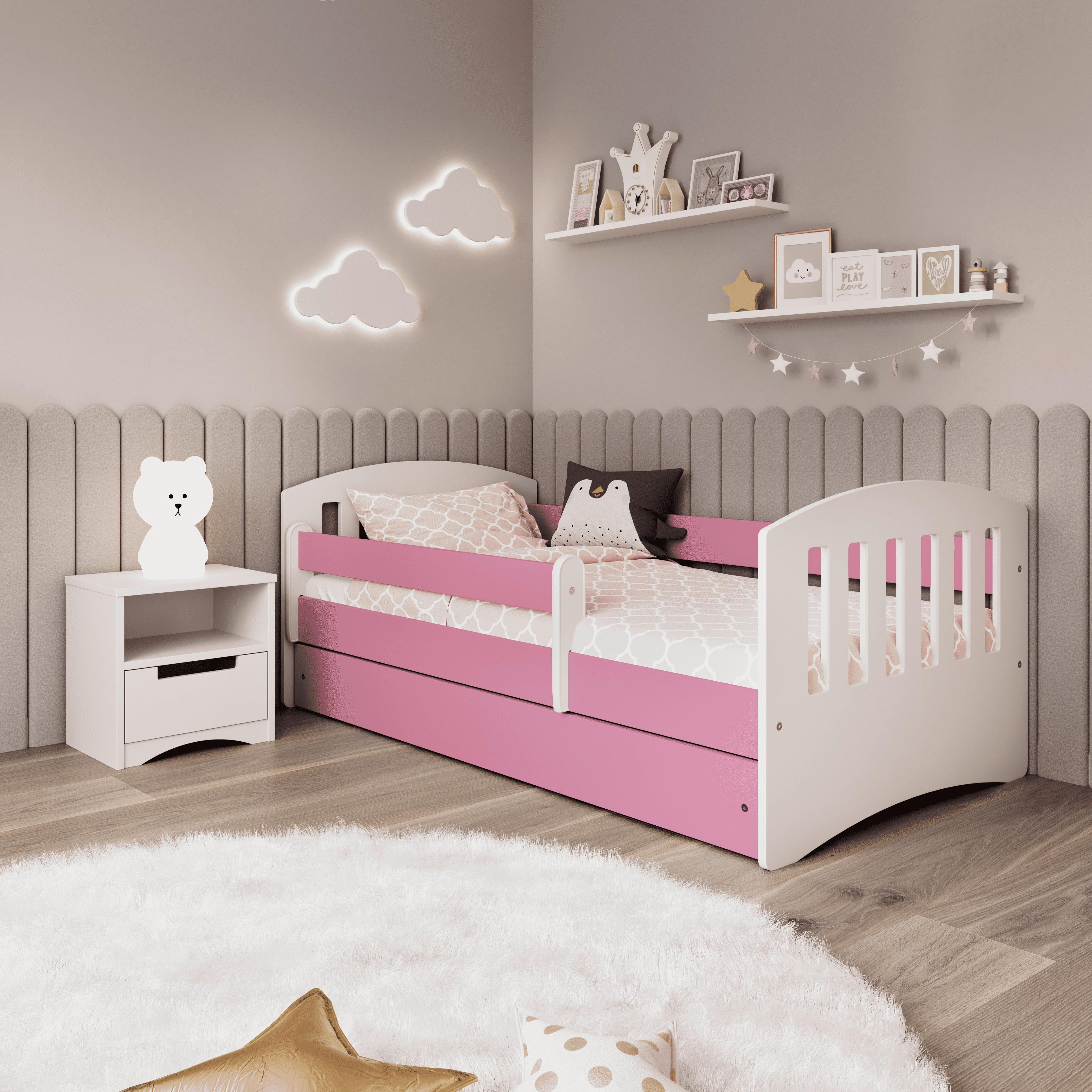 KINDER-/JUNIORBETT Classic Pink/Weiß 80x160cm - Pink/Birkefarben, MODERN, Holz/Holzwerkstoff (80/160cm) - MID.YOU