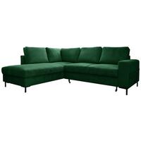 Sedačka LEONIE L, ľavá, smaragdovozelený menčester - čierna/smaragdovozelená, Design, kov/drevo (197/237cm)