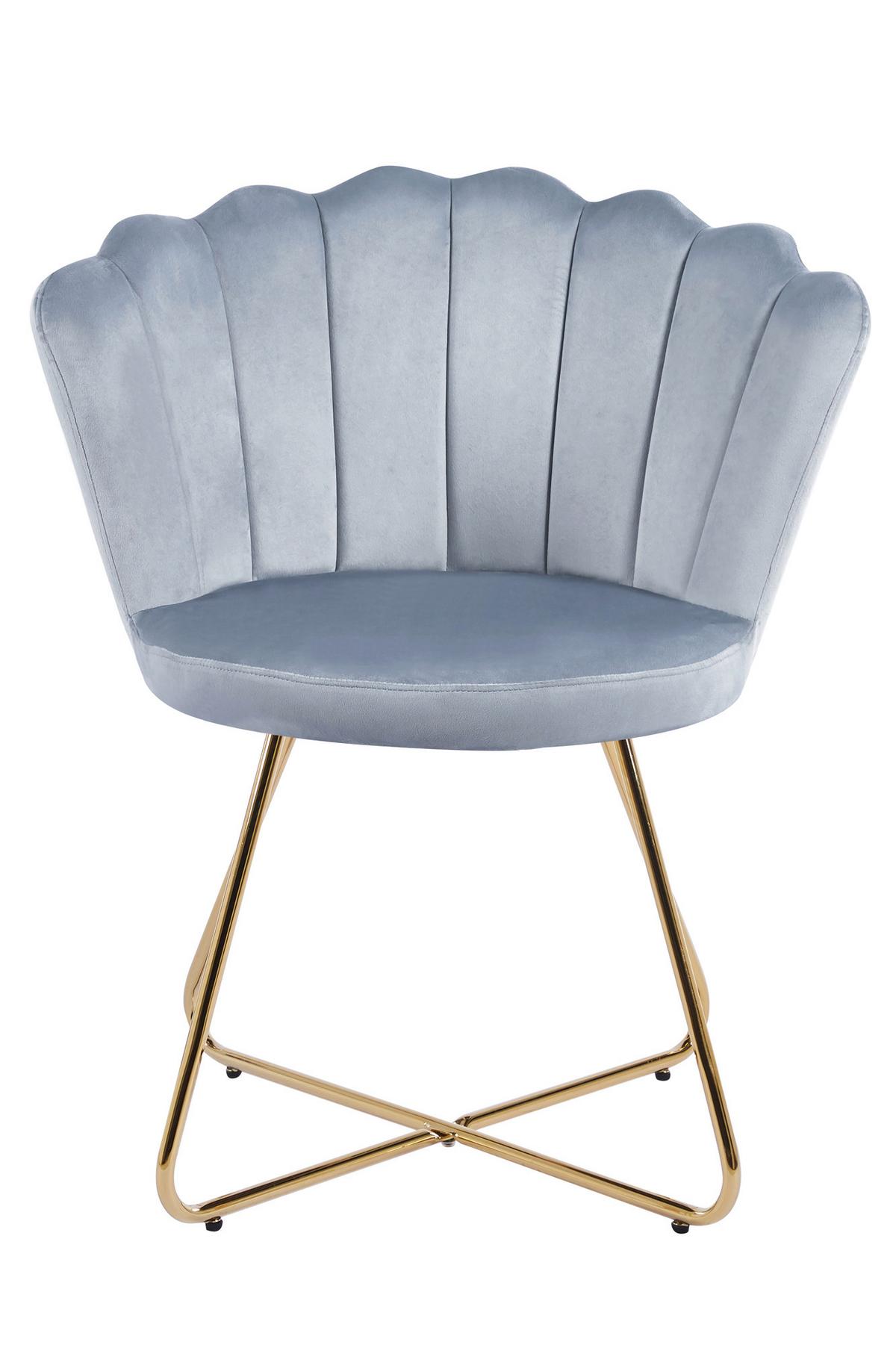 Stuhl-Set Hellgrau B: 69,5 cm - Goldfarben/Hellgrau, MODERN, Textil/Metall (69,5/85/66cm) - Livetastic