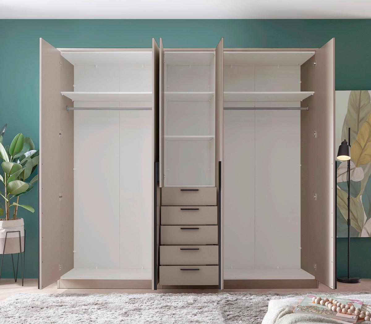 Kleiderschrank Arnis Kaschmir Dekor, Grau, B: 225cm - Kaschmir, KONVENTIONELL, Holzwerkstoff (225/210/52cm) - James Wood