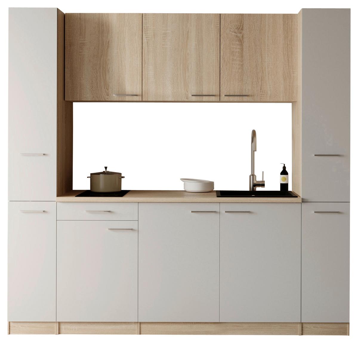 KÜCHENBLOCK Ingrid, Weiß B: 210 cm - Eichefarben/Weiß, Design, Holzwerkstoff (210cm) - Respekta