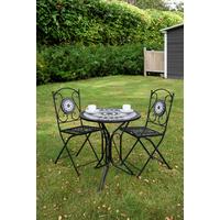 Balkonmöbel Set Jalua Metall/stein - Schwarz/Weiß, MODERN, Stein/Metall - Gardenson