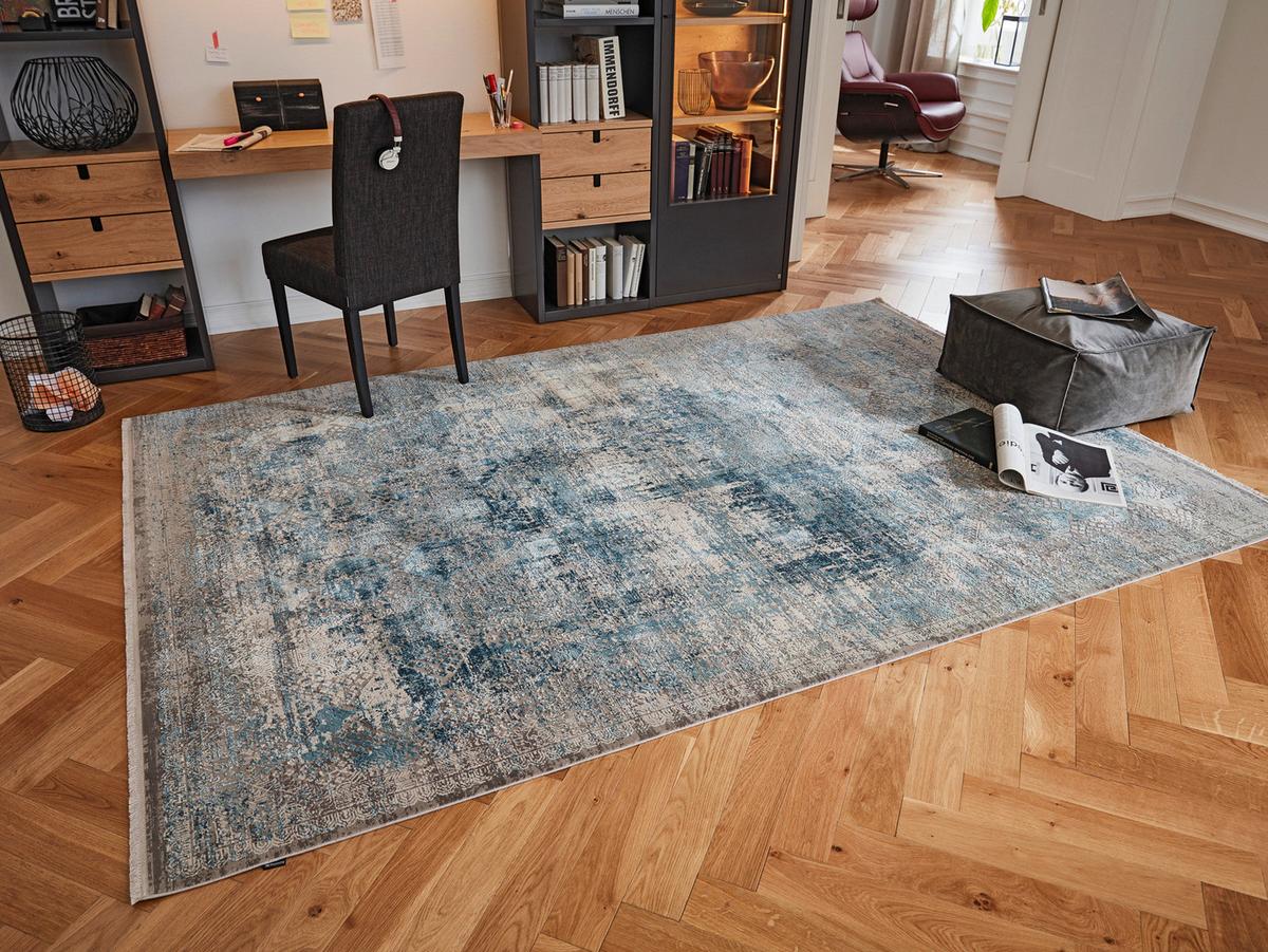 Webteppich Blau/grau Apollo 67x130 Cm - Blau/Grau, Design, Textil (67/130cm) - Musterring