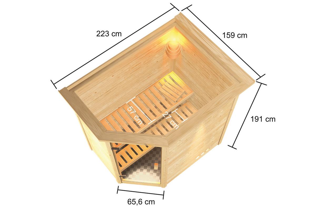 Sauna Helen Eck 196/187/145 Cm - Fichtefarben, Basics, Holz (196/187/145cm)