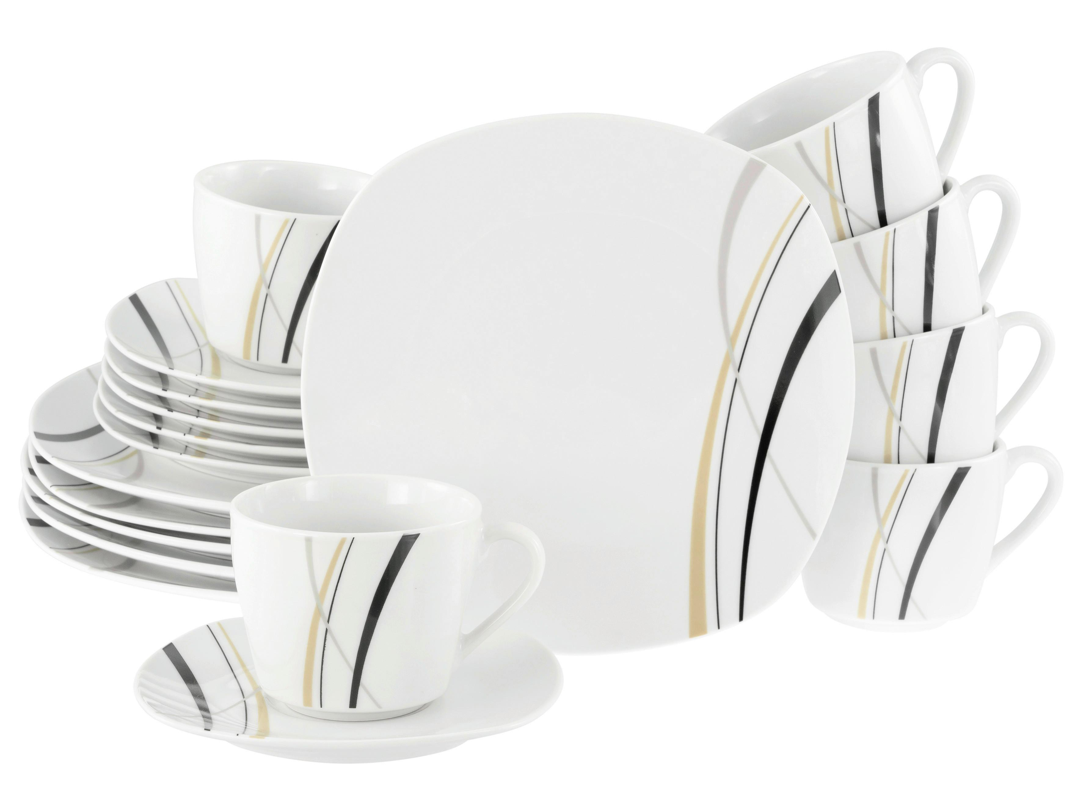 Kaffeeservice Square City Line 18--Teilig., Weiß - Weiß, Trend, Keramik - Creatable