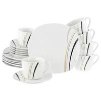 Kaffeeservice Square City Line 18--Teilig., Weiß - Weiß, Trend, Keramik - Creatable