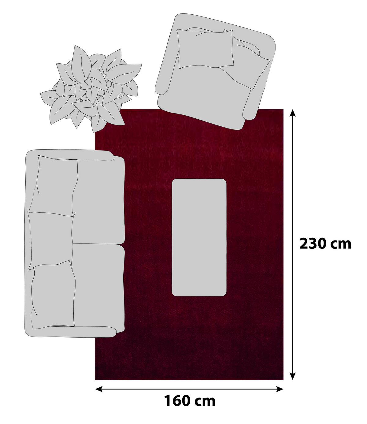 Hochflor Teppich Rot Ata 160x230 cm - Rot, Design, Textil (160/230cm) - Novel