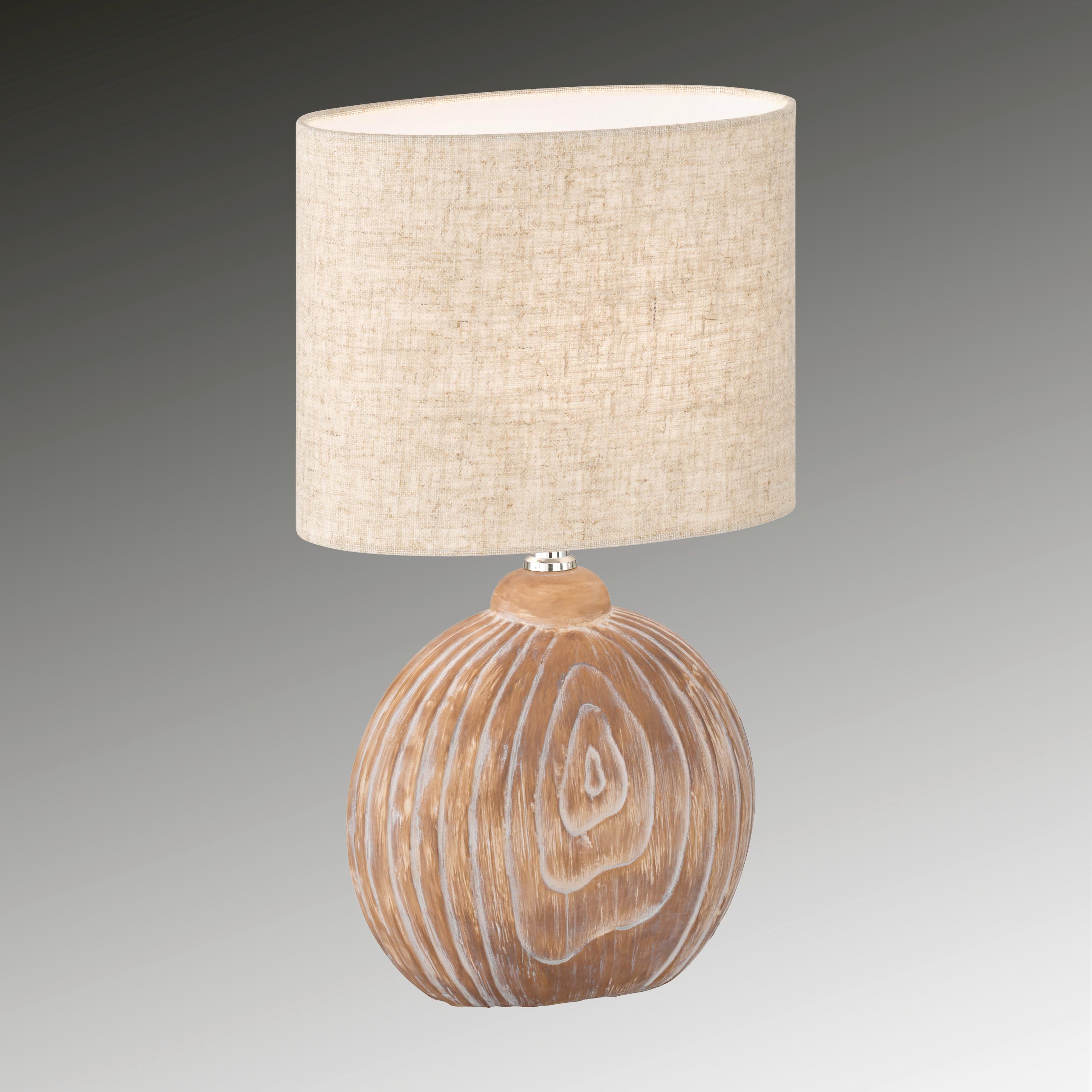 Tischlampe Sandfarben mit Schnurschalter - Sandfarben/Eukalyptusholzfarben, Design, Keramik/Textil (13/39/23cm) - Fischer & Honsel