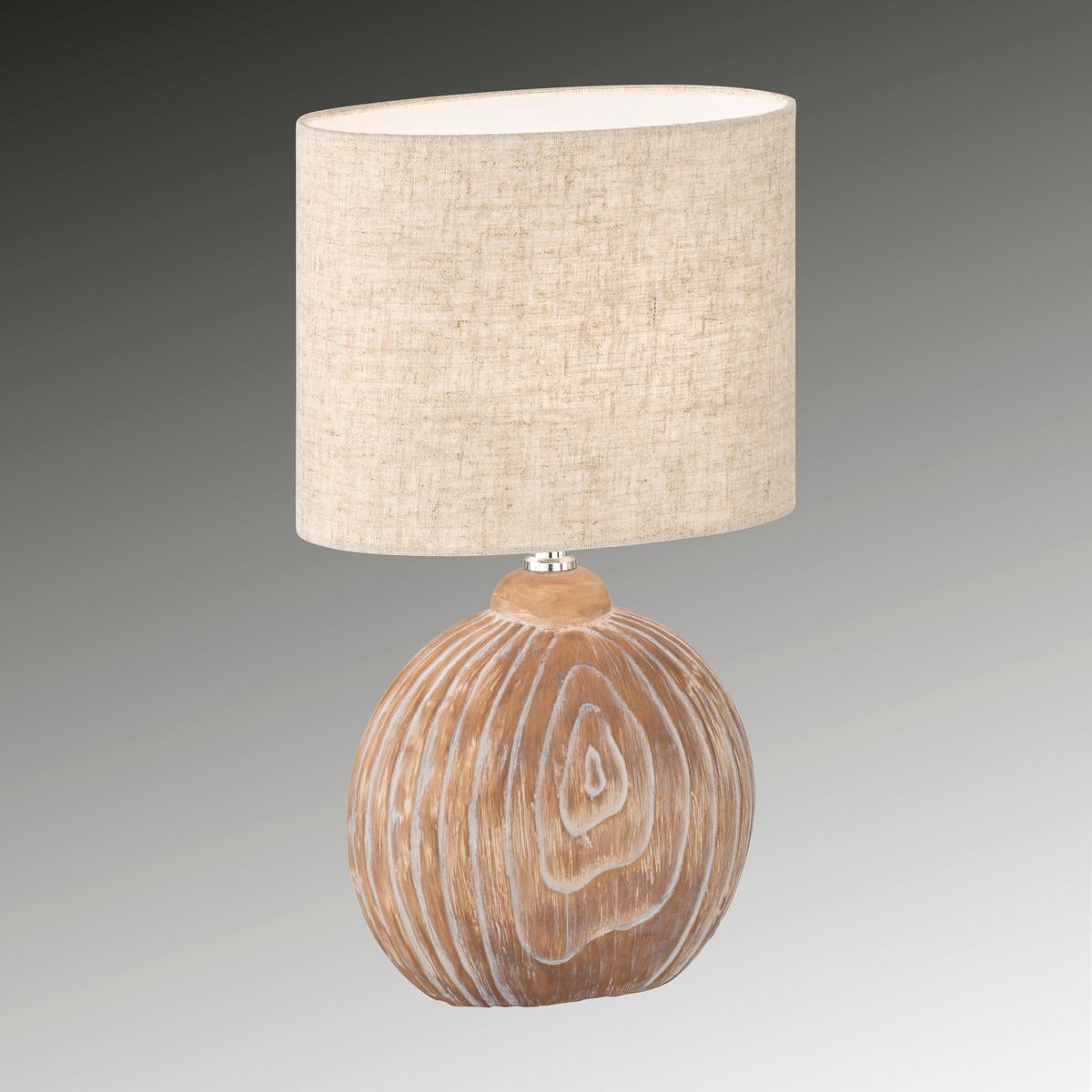 Tischlampe Sandfarben mit Schnurschalter - Sandfarben/Eukalyptusholzfarben, Design, Keramik/Textil (13/39/23cm) - Fischer & Honsel