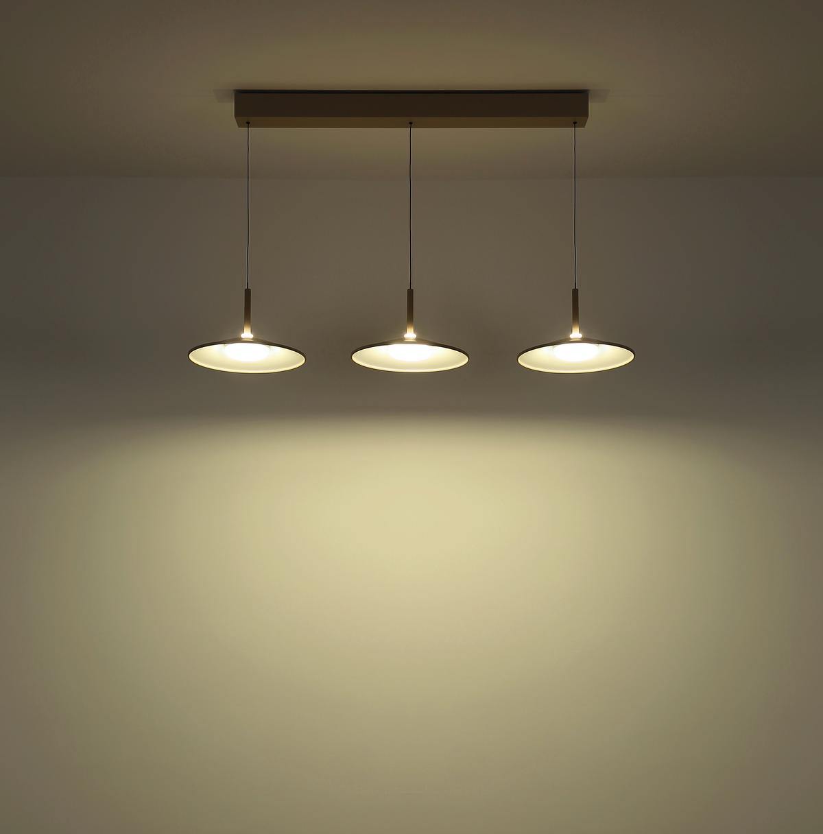 LED-HÄNGELEUCHTE 15635SA-3H  LAMPONE - Sandfarben/Opal, Design, Kunststoff/Metall (95/25/180cm) - Globo