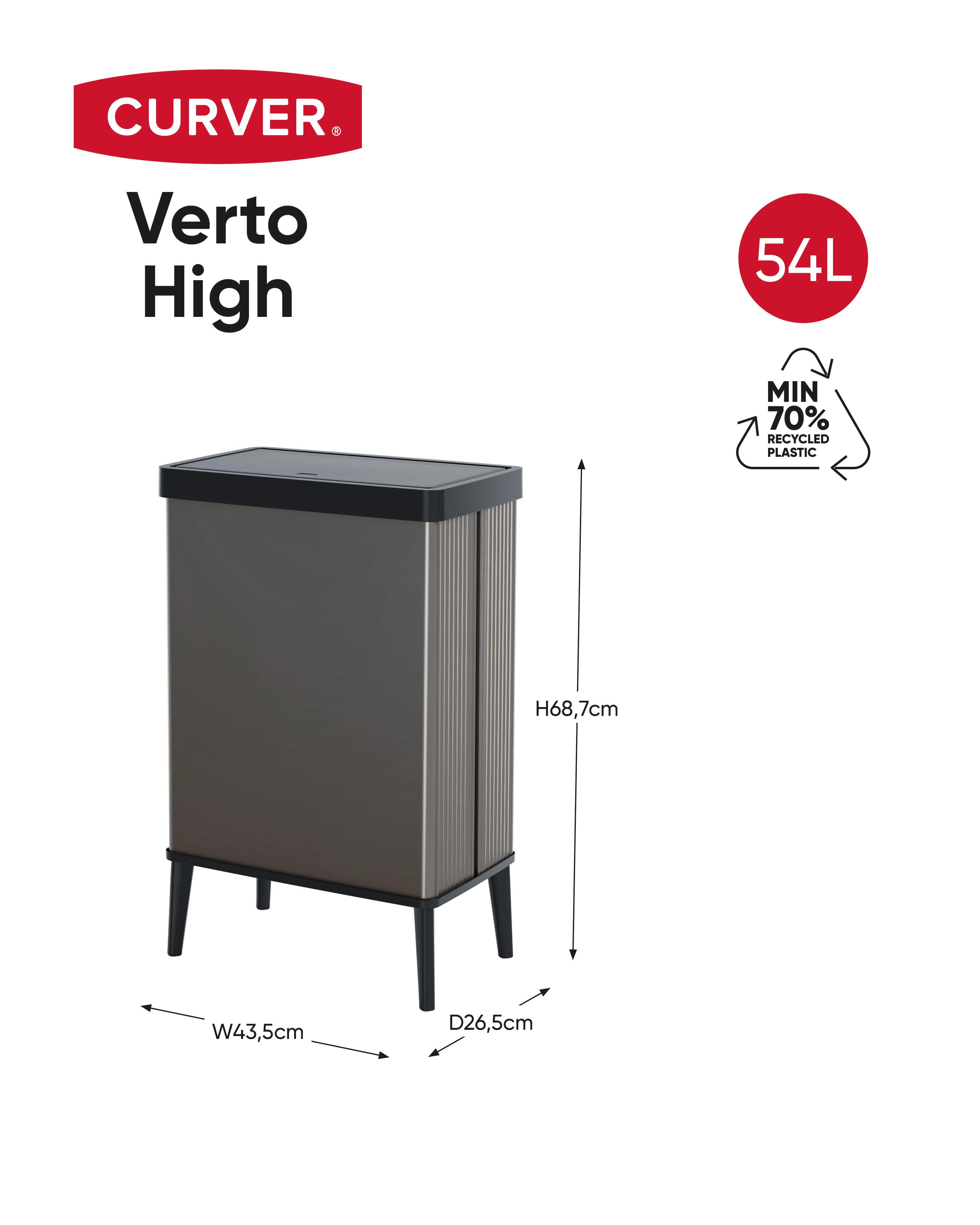 Odpadkový kôš VERTO HIGH - sivá, Basics, plast (26.5/68.7/43.5cm)