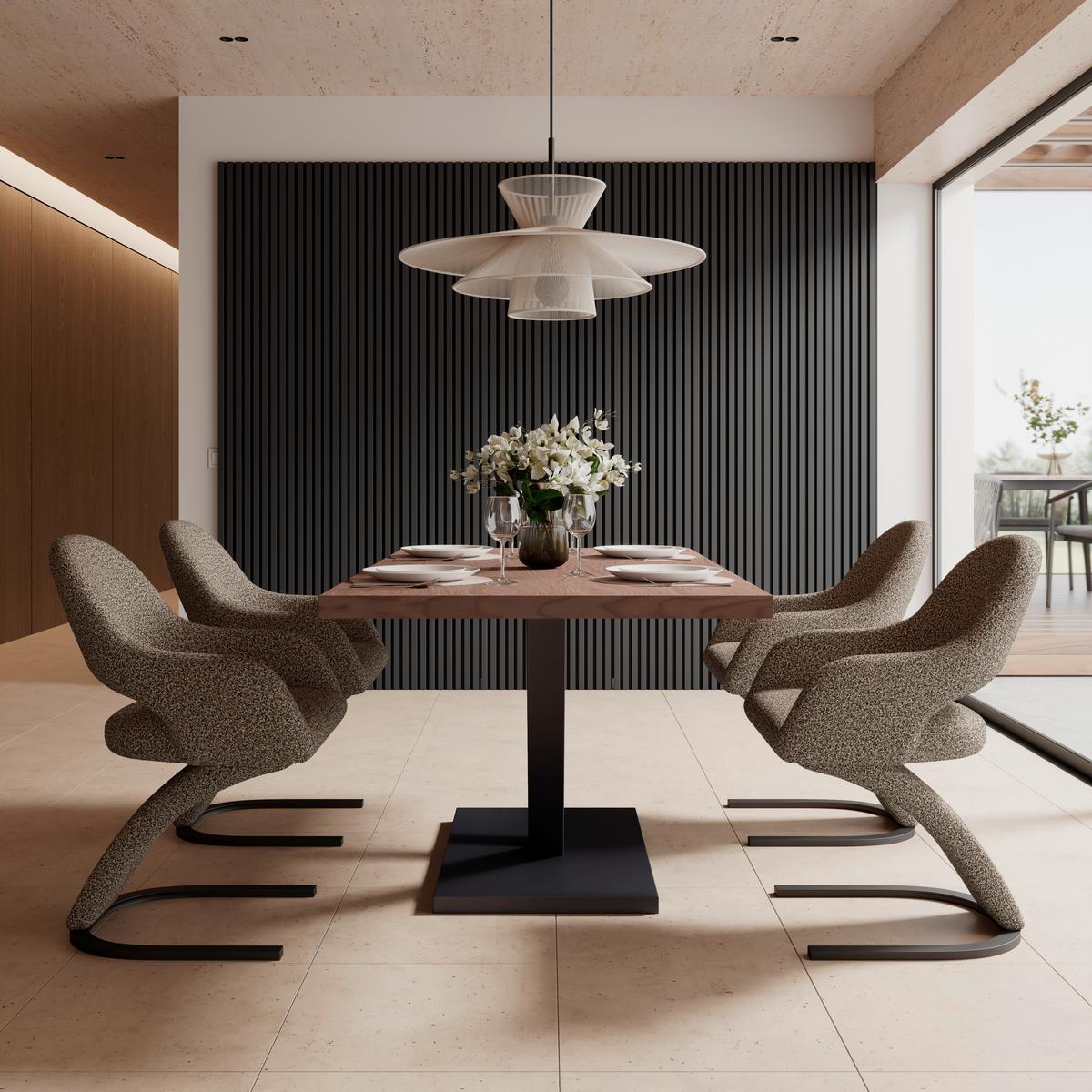 STOLIČKA S PODRÚČKAMI ARIA - čierna/čiernohnedá, Modern, kov/drevo (54/82/62cm) - Bessagi Home