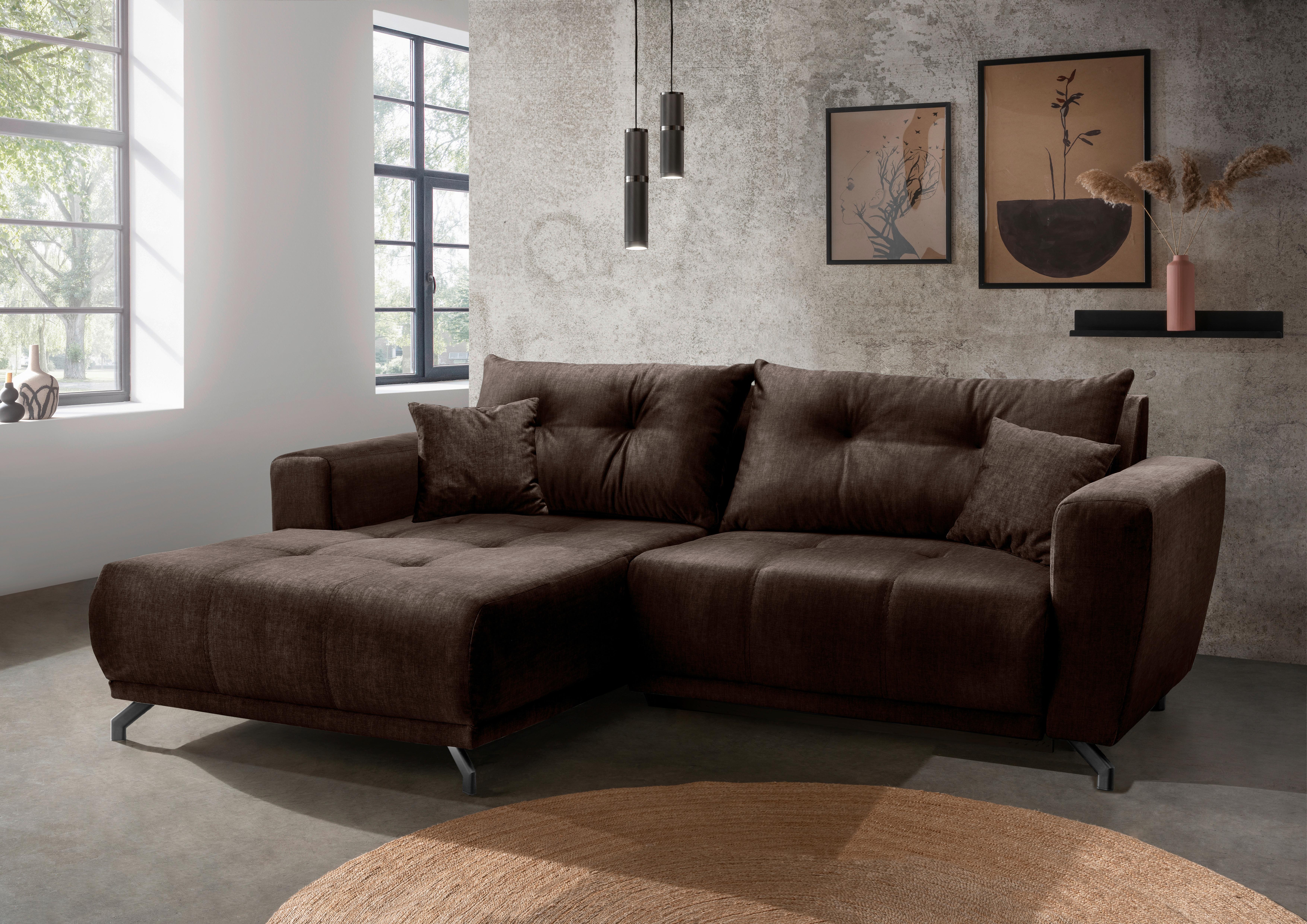 Ecksofa Restato Dunkelbraun S: 177x246 cm - Dunkelbraun/Schwarz, MODERN, Textil (177/246cm) - MID.YOU