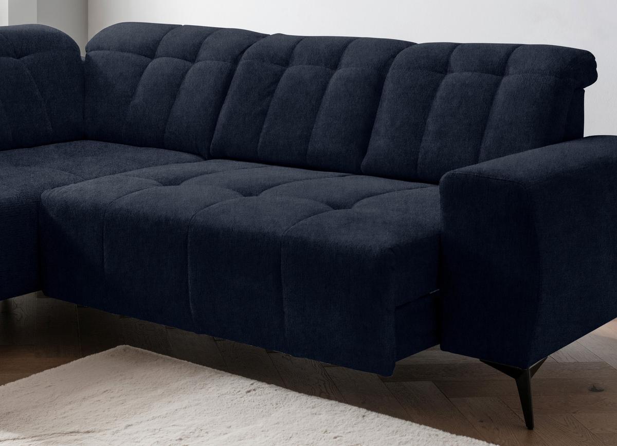 Ecksofa mit USB Anschluss Sano, Dunkelblau,s: 200x261 cm - Schwarz/Dunkelblau, MODERN, Textil (200/261cm) - Livetastic