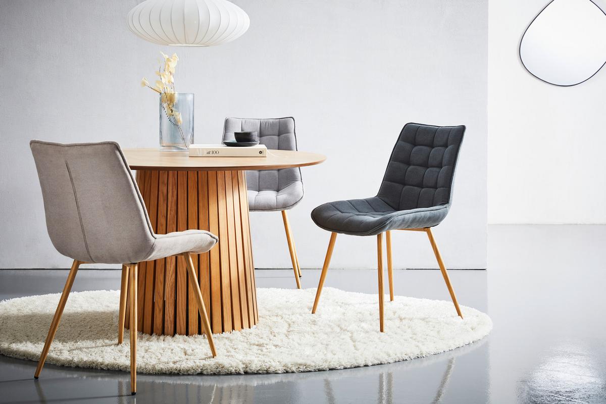 Stuhl Lena Eichefarben/Hellgrau B: 51 cm - Eichefarben/Hellgrau, MODERN, Textil/Metall (51/88/62cm) - Livetastic