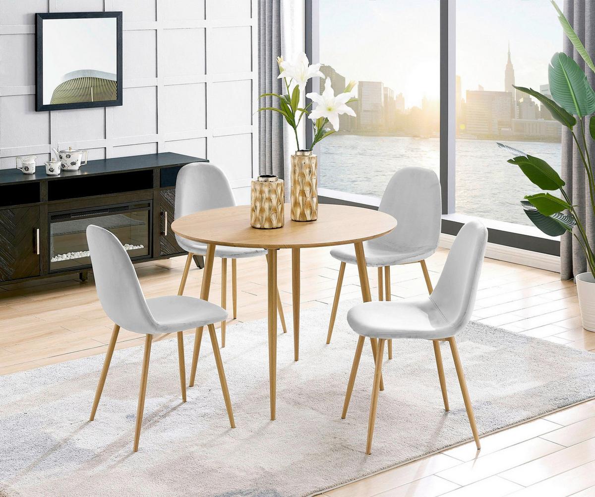 Stuhl-Set Monza Grau B: 44cm 4--Teilig - Schwarz/Grau, Design, Textil/Metall (44/87/51cm) - MID.YOU