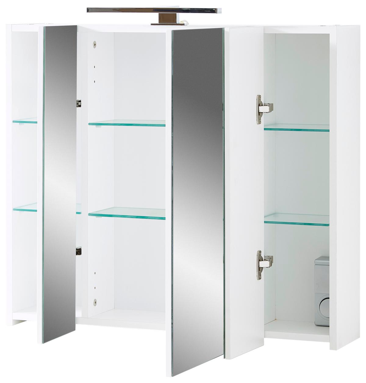 Spiegelschrank Gw-tulsa/arvada + Led 3-Türig Bxhxt: 76x71x23 Cm - Weiß, KONVENTIONELL, Glas/Holzwerkstoff (76/71/23cm) - Germania