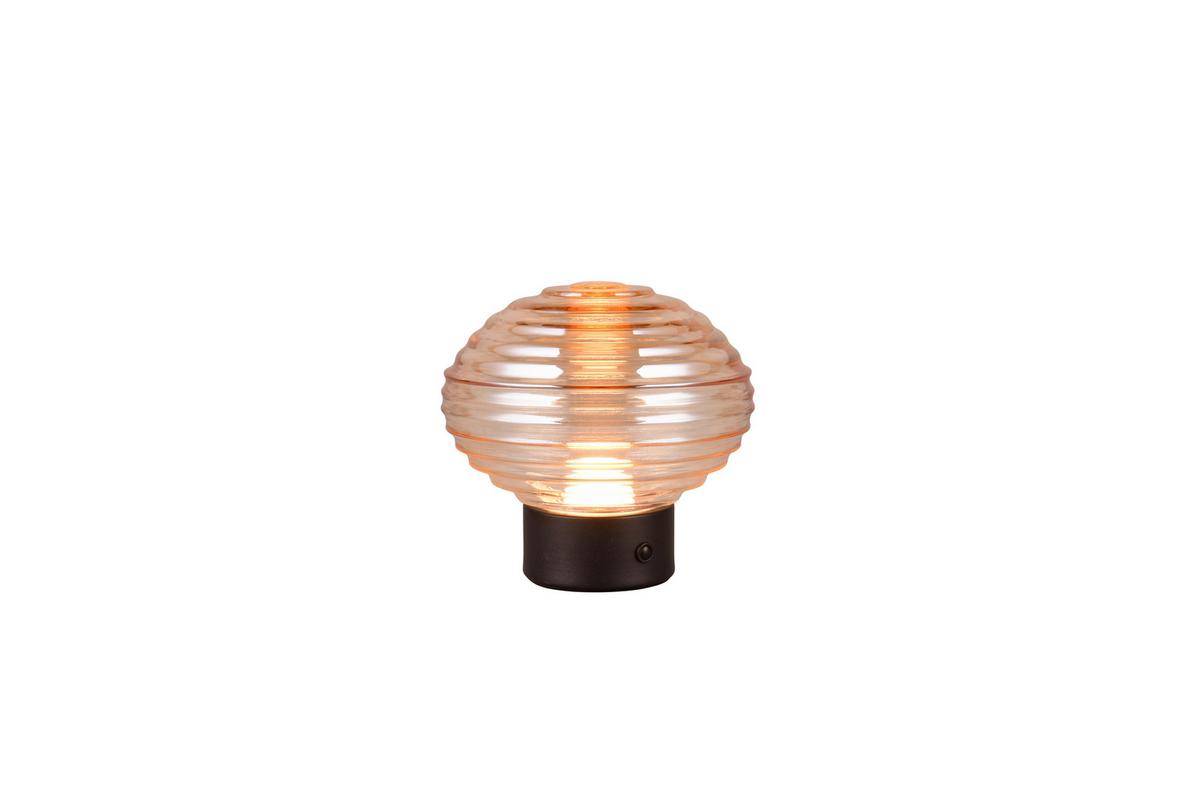Akku-tischleuchte R57771113 Earl - Bernsteinfarben/Schwarz, KONVENTIONELL, Glas/Metall (15,5/14,5cm)