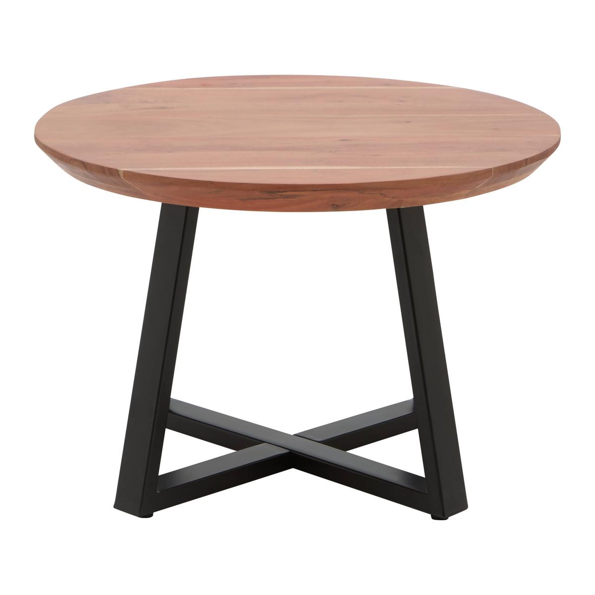 Konferenční stolek Safaga, dřevo/kov - černá/přírodní barvy, Natur, kov/dřevo (70/70/45cm) - Zandiara