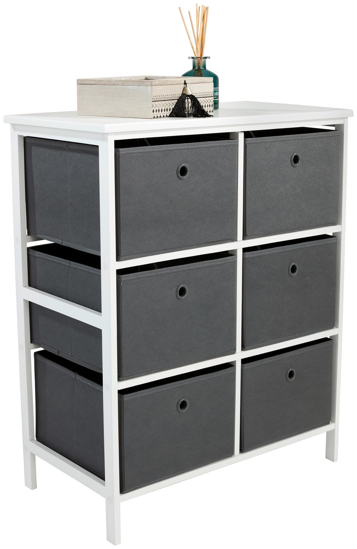 Regal Inkl. Boxen Oliver B: 70 Cm, Weiß/grau - Weiß/Grau, MODERN, Holzwerkstoff/Textil (70/80/30cm)