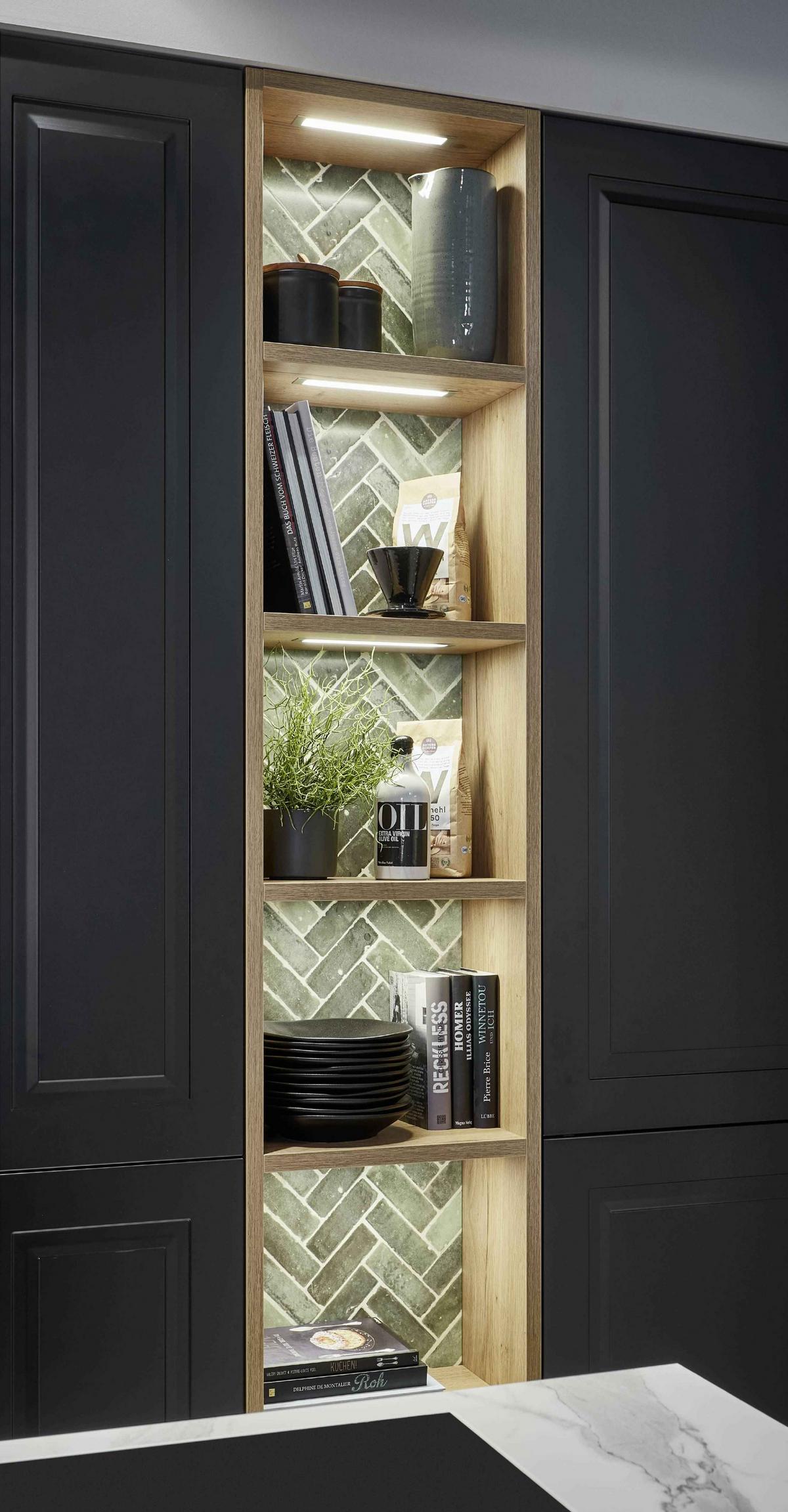 Einbauküche Springfield Frei Planbar Landhausstil - Schwarz, MODERN, Holzwerkstoff - Vertico