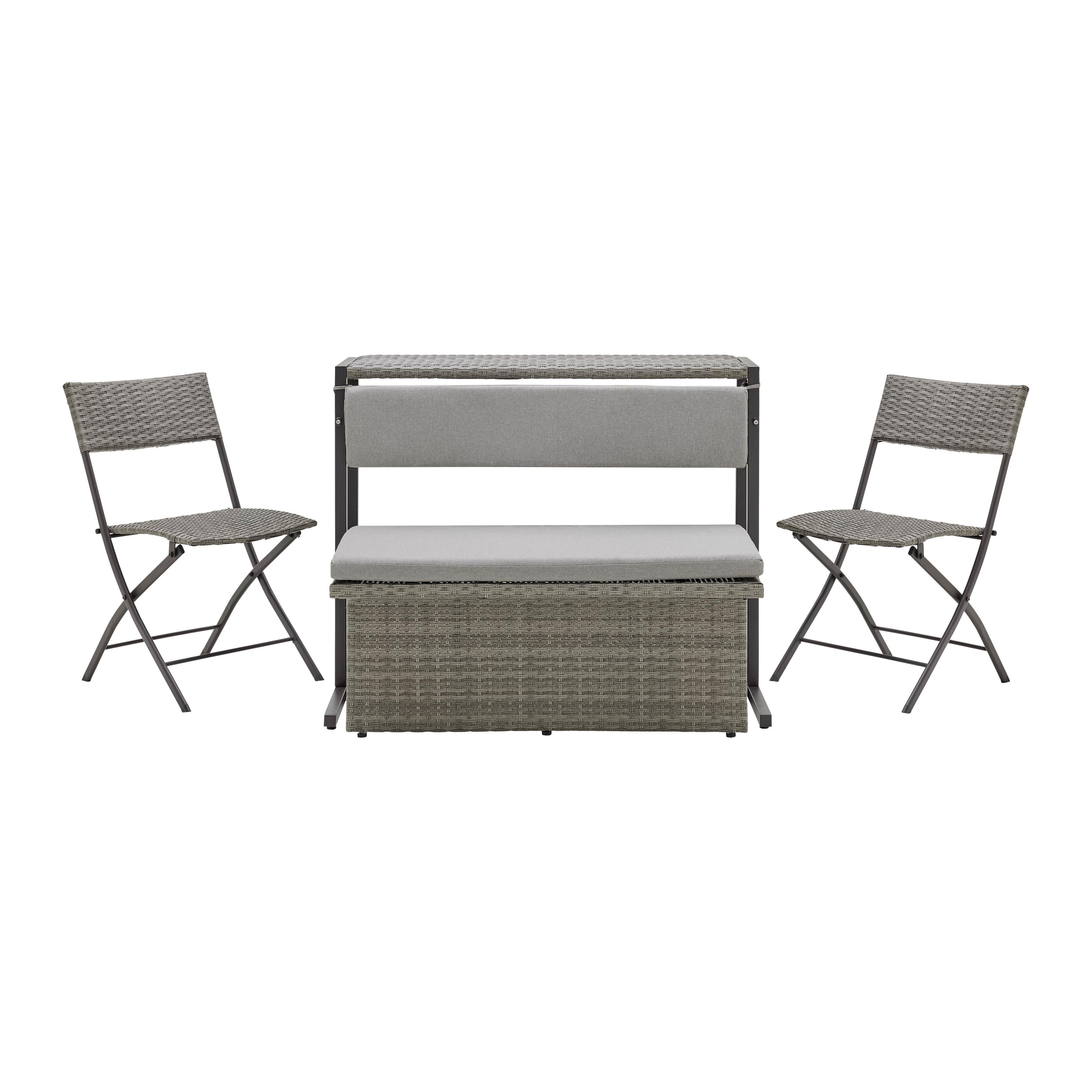 Sada na balkón MARIO šedá/hnědá - šedavě hnědá, Moderní, kov/textil (110/86,5/80cm) - Bessagi Garden