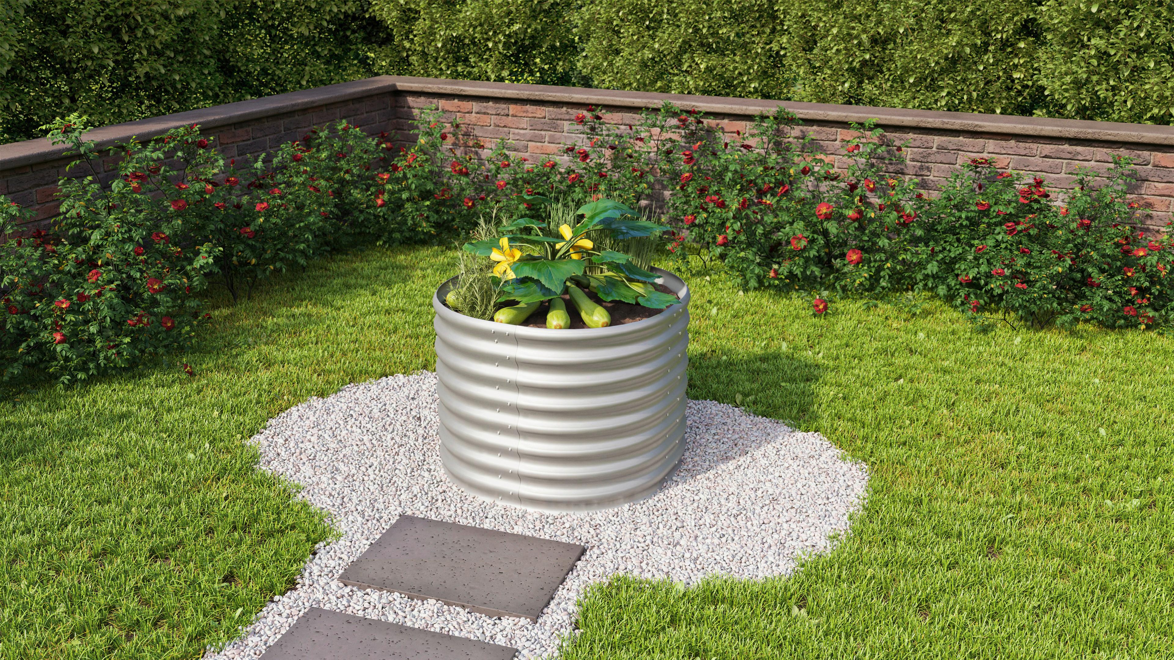 Hochbeet Vita 82,1x63x82,1 Cm, Rund, Grau - Grau, Basics, Metall (82,1/63/82,1cm)